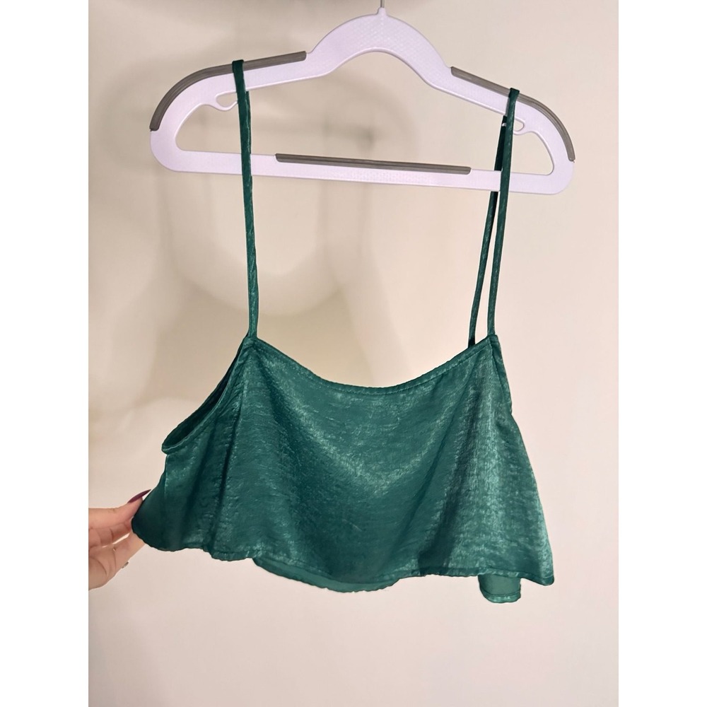 PrettyLittleThing - Satin Cami & Wide Leg Pants Set - Green - 10/12 - Women